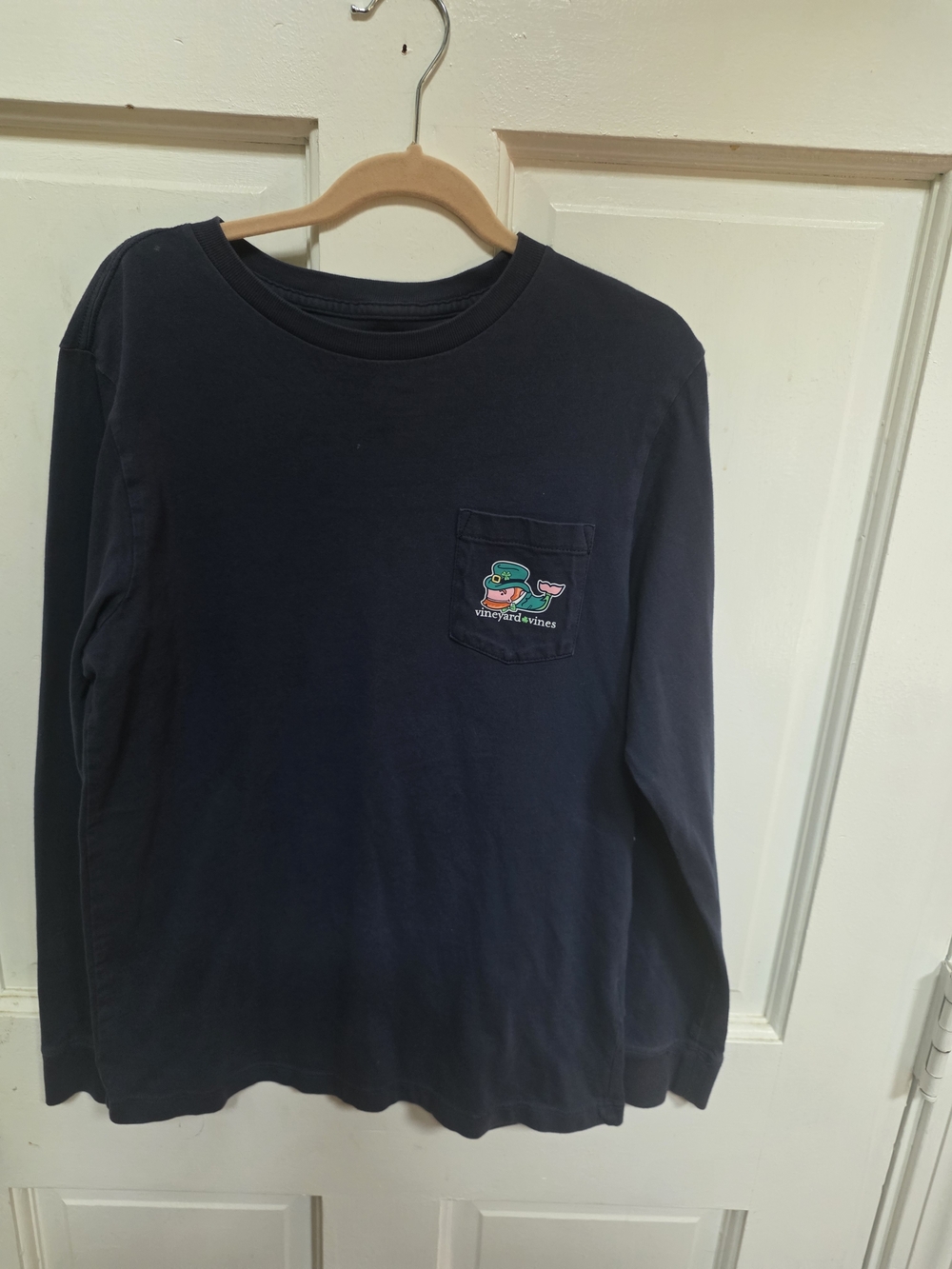 Vineyard Vines Kids Navy Long-Sleeve St. Patricks Day Pocket Tee Boys M (12-14)
